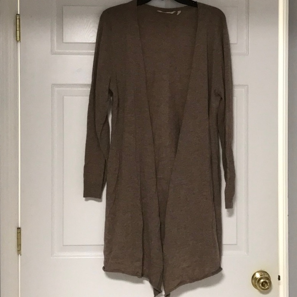 Soft Surroundings Tan 100% Cashmere Cardigan Approx 35” long NWOT